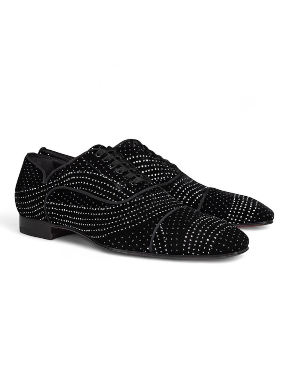 NEW Christian Louboutin Greggy Chick Black Velvet Oxford Shoes Men's Size 44